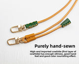 Original Hand-Stitched First Layer Cowhide Double Hook Buckle Adjustable Mobile Phone Lanyard Crossbody Retractable Lanyard with 1 Patch Clip