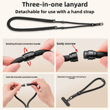 3 in 1 Mobile Phone Lanyard Crossbody and Neck Strap Carrying Strap Adjustable Wrist Strap Detachable Rope Anti-Lost and Anti-Fall with 1 Patch Clip