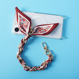 Phone Lanyard Scarf Woven Short Phone Chain Fashion Wrist Strap Hanging Chain New Phone Case Chain with 2 Pcs Phone Patch Tab