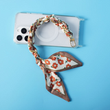 Phone Lanyard Scarf Woven Short Phone Chain Fashion Wrist Strap Hanging Chain New Phone Case Chain with 2 Pcs Phone Patch Tab