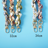 Phone Lanyard Scarf Woven Short Phone Chain Fashion Wrist Strap Hanging Chain New Phone Case Chain with 2 Pcs Phone Patch Tab