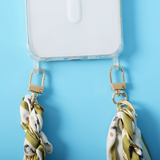 Phone Lanyard Scarf Woven Short Phone Chain Fashion Wrist Strap Hanging Chain New Phone Case Chain with 2 Pcs Phone Patch Tab