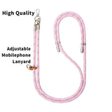 Outdoor Durable Phone Lanyard Adjustable Crossbody Water Bottle Lanyard Bag Chain Anti-Lost Woven Long Strap with Double Buckle with 1 Metal Patch Clip
