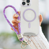 Short Wrist Lanyard Dopamine High-end Braided Rope Phone Chain Camera Climbing Lanyard Anti-drop Phone Case Chain with 1 Metal Phone Patch Clip