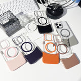 2-in-1 Magnetic Phone Case for iPhone 16 Top and Bottom Insert Tansparent Protective PC Hard Caser