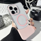 2-in-1 Magnetic Phone Case for iPhone 16 Top and Bottom Insert Tansparent Protective PC Hard Caser