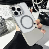 2-in-1 Magnetic Phone Case for iPhone 16 Top and Bottom Insert Tansparent Protective PC Hard Caser