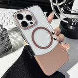 2-in-1 Magnetic Phone Case for iPhone 16 Top and Bottom Insert Tansparent Protective PC Hard Caser