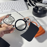 2-in-1 Magnetic Phone Case for iPhone 16 Top and Bottom Insert Tansparent Protective PC Hard Caser