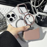 2-in-1 Magnetic Phone Case for iPhone 16 Top and Bottom Insert Tansparent Protective PC Hard Caser