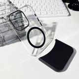 2-in-1 Magnetic Phone Case for iPhone 16 Top and Bottom Insert Tansparent Protective PC Hard Caser