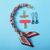Phone Lanyard Scarf Woven Short Phone Chain Fashion Wrist Strap Hanging Chain New Phone Case Chain with 2 Pcs Phone Patch Tab