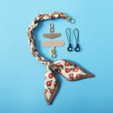 Phone Lanyard Scarf Woven Short Phone Chain Fashion Wrist Strap Hanging Chain New Phone Case Chain with 2 Pcs Phone Patch Tab
