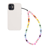 Phone Wrist Lanyard Strap Cute Kawaii Rainbow Color Beaded Phone Charm Strap Keychain Anti-Lost Phone Charm String