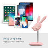 Cute Bunny Phone Holder Desktop Cell Phone Stand Height Angle Adjustable For iPhone 13 14 iPad Lovely Rabbit Tablet Support