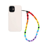 Phone Wrist Lanyard Strap Cute Kawaii Rainbow Color Beaded Phone Charm Strap Keychain Anti-Lost Phone Charm String