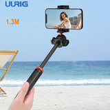 UURIG 1.3M Smartphone Vlog Tripods Selfie Stick With Cold Shoe Mount Holder For Mobile Phone Tripod SLR Camera Action Camera