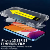 HD Clear Screen Protector for iPhone 13/iPhone 13 Pro, Tempered Film with Professional Positioning Aids [Automatic Cleaning] [No Bubbles], 9H