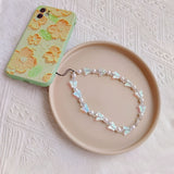 Colorful Acrylic Butterfly Imitation Pearl Handmade Beaded Mobilephone Chain for Women Charm