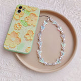 Colorful Acrylic Butterfly Imitation Pearl Handmade Beaded Mobilephone Chain for Women Charm